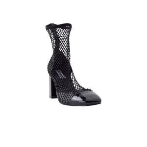 Steve Madden Women’s 9.5 Sparkly Rhinestone Mesh Black Patent Block Heel Boots